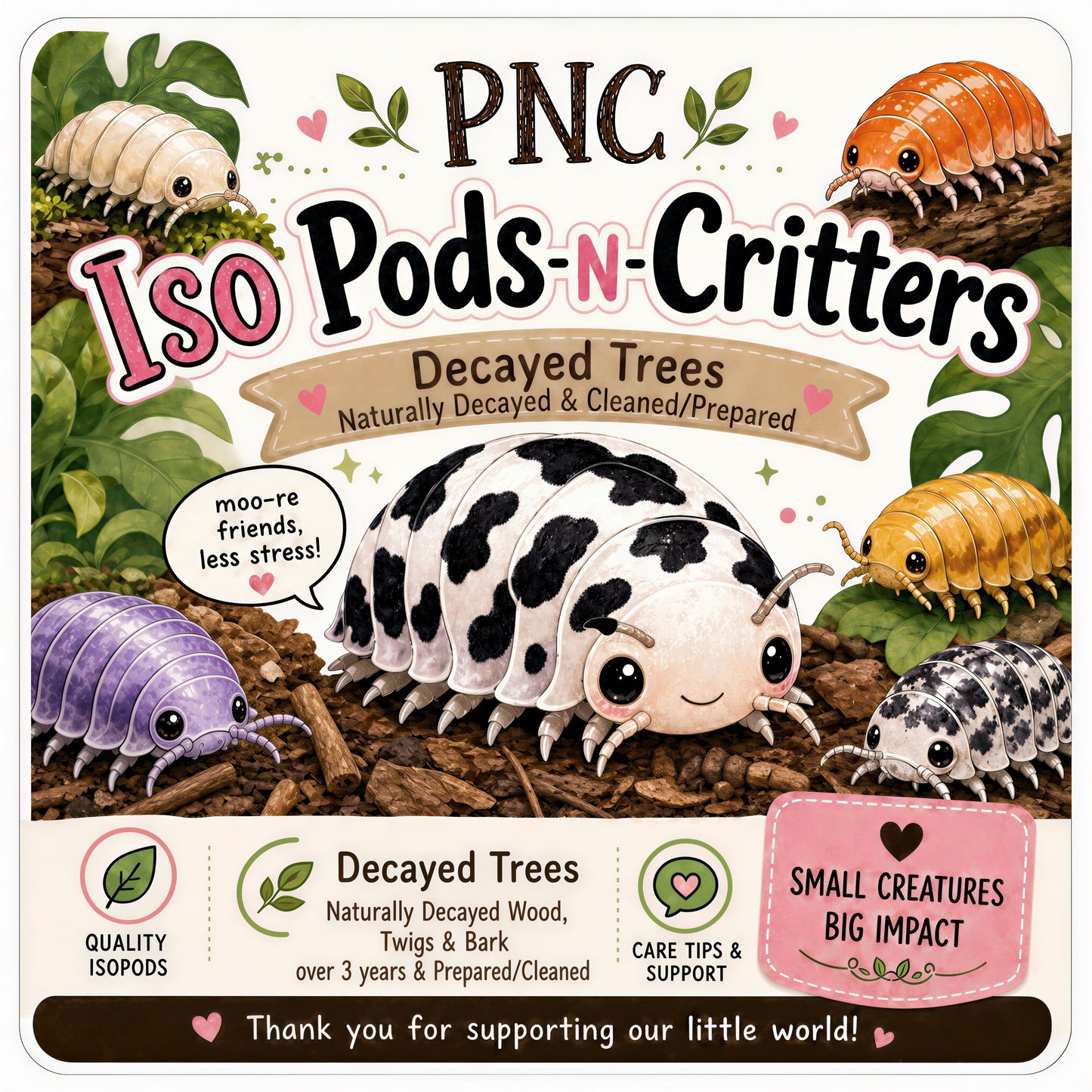 Isopod Decayed Hardwood Small Chunks Naturally Collected & Prepared