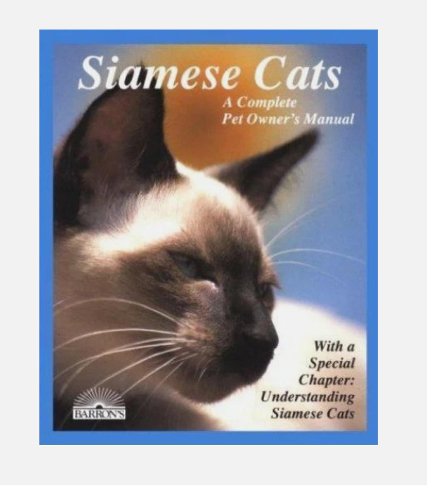 Siamese Cats book cover featuring a close-up of a Siamese cat with blue eyes.