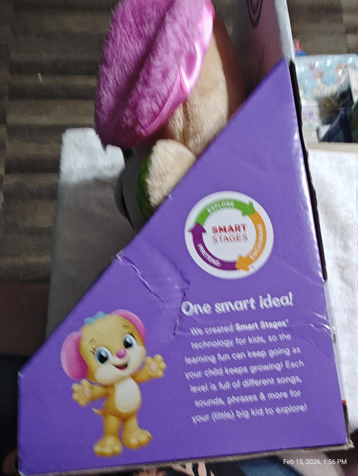 Smart Stages Learning Toy features a colorful design with a smiling lion character.
