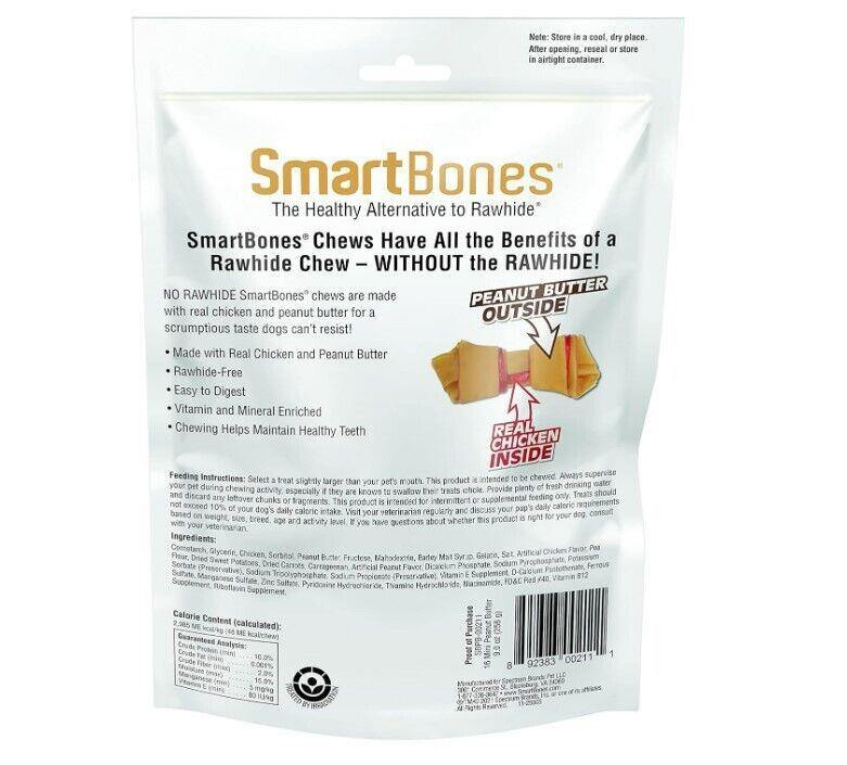 SmartBones chews offer the benefits of a rawhide chew without the rawhide. Healthy dog treats in a resealable bag.
