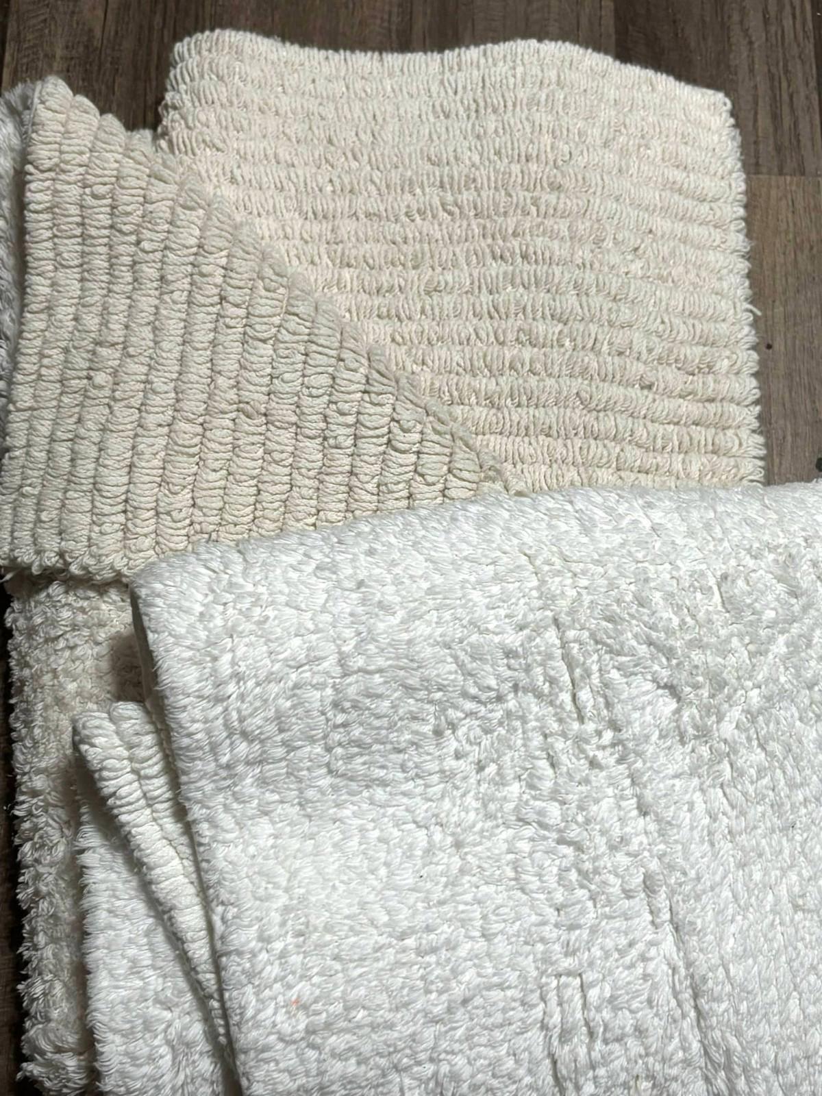 Soft White Bath Towels featuring plush texture and absorbent fabric.