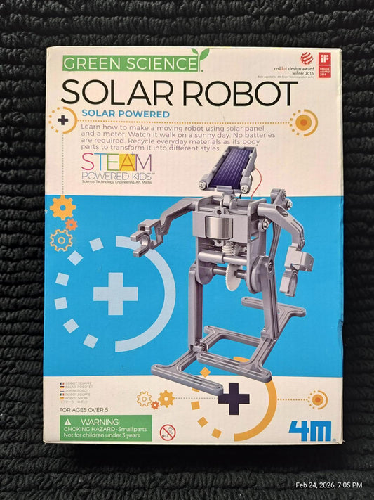 Solar Robot kit from Green Science, featuring a solar-powered design for educational STEAM projects.