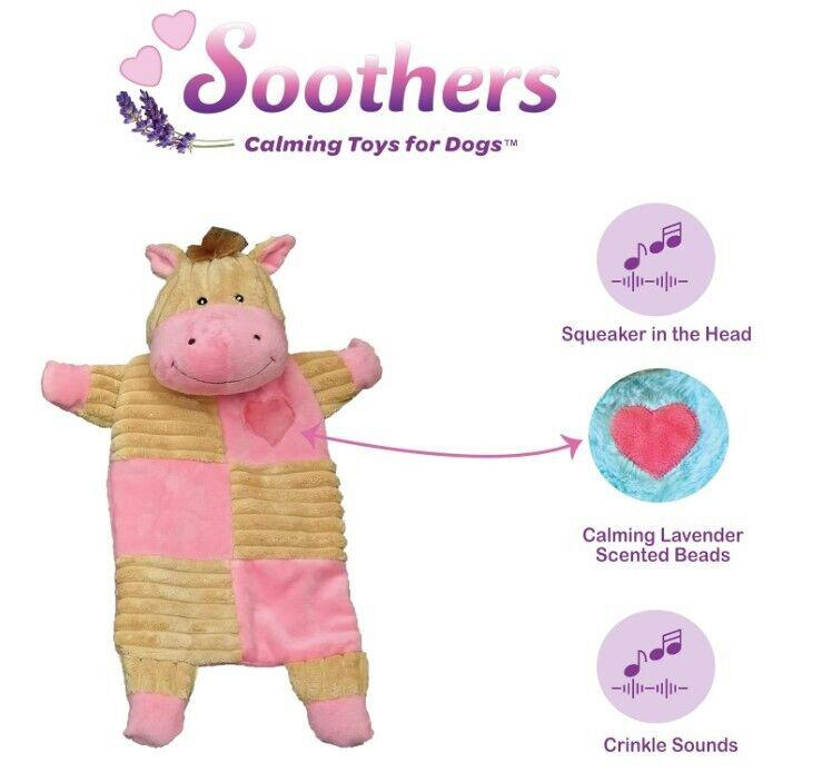 Soothers calming toy for dogs featuring a lavender scent and crinkle sounds.
