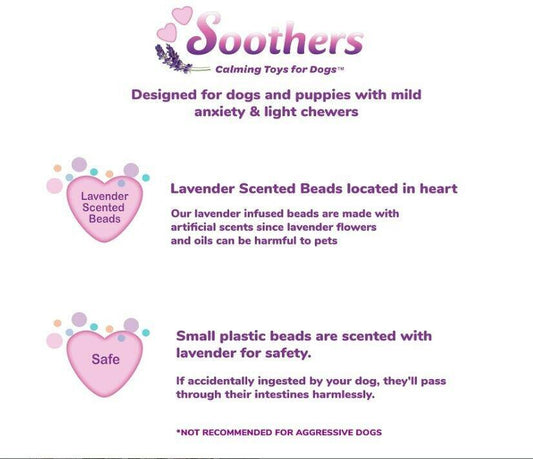 Soothers calming toy for dogs designed for mild anxiety with lavender scented beads.