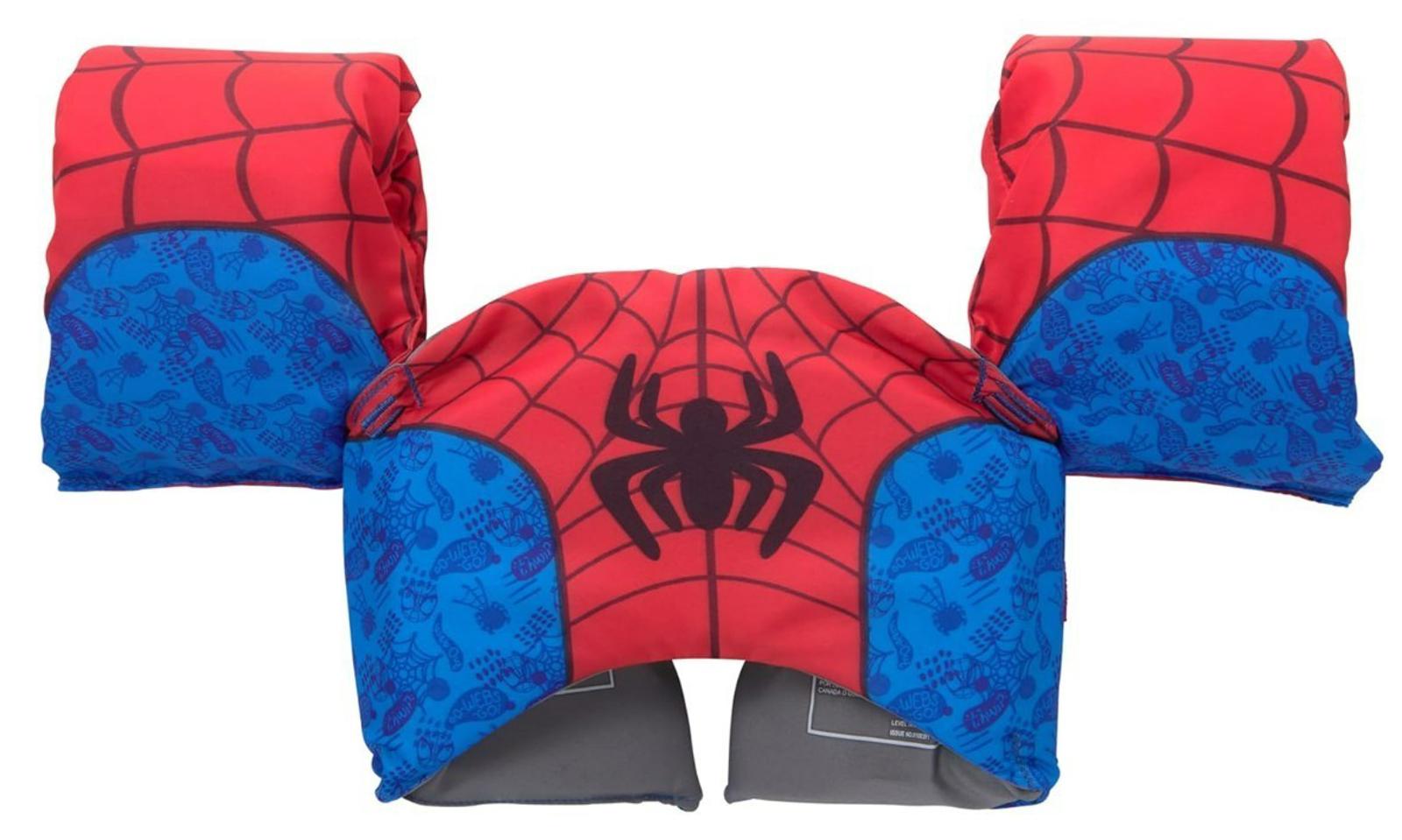 Spider-Man toddler bed set featuring red and blue colors with spider web design.