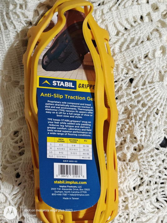 Stabil Gripper anti-slip traction gel with yellow design for enhanced grip on icy surfaces.