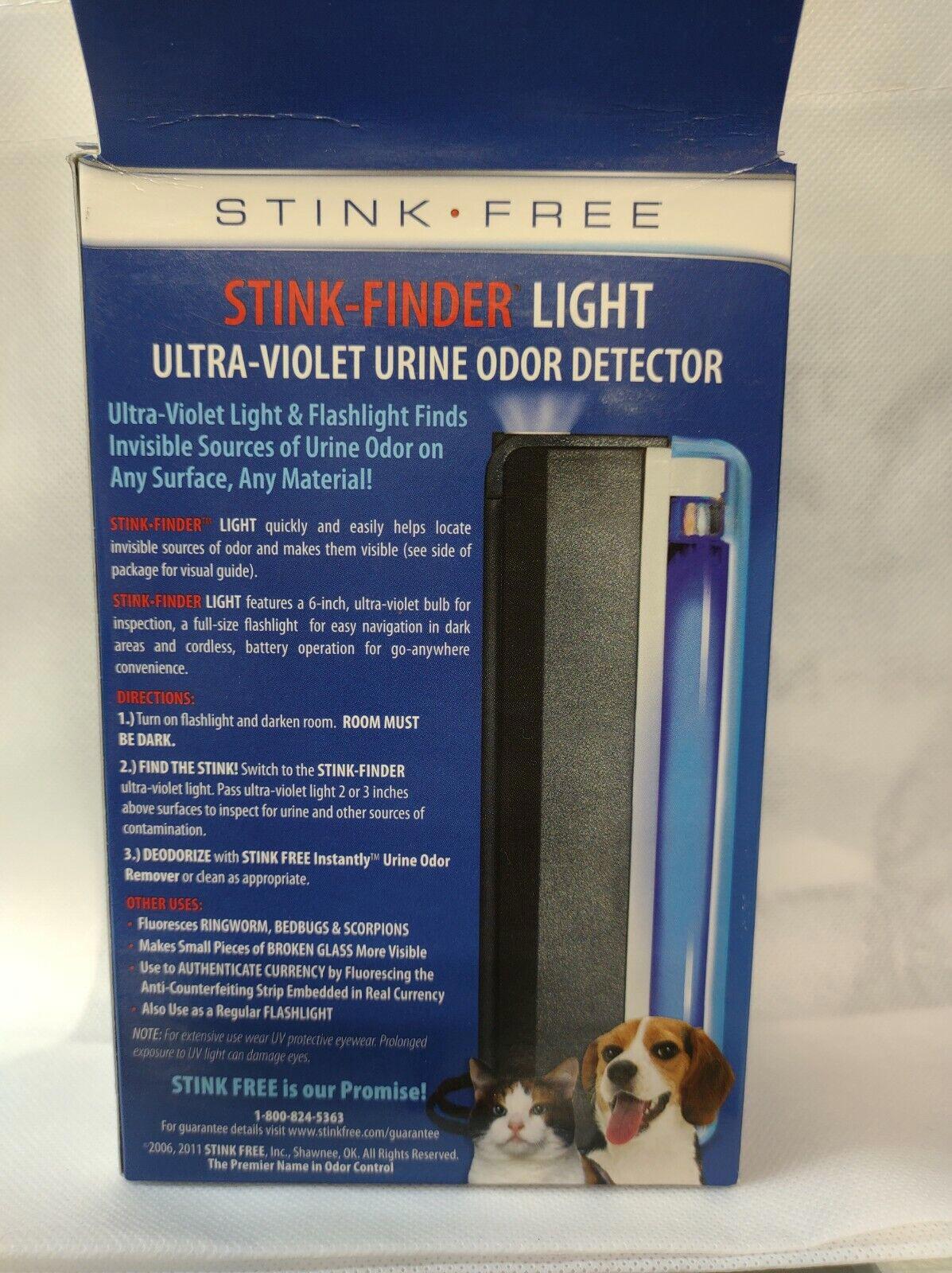 Stink-Finder Light ultra-violet urine odor detector with flashlight feature for finding invisible urine sources.