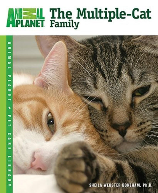 The Multiple-Cat Family book cover featuring a close-up of two cats cuddling together.