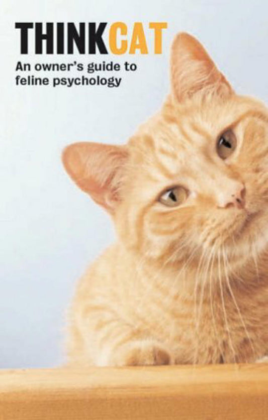 ThinkCat book cover featuring an orange tabby cat, exploring feline psychology.