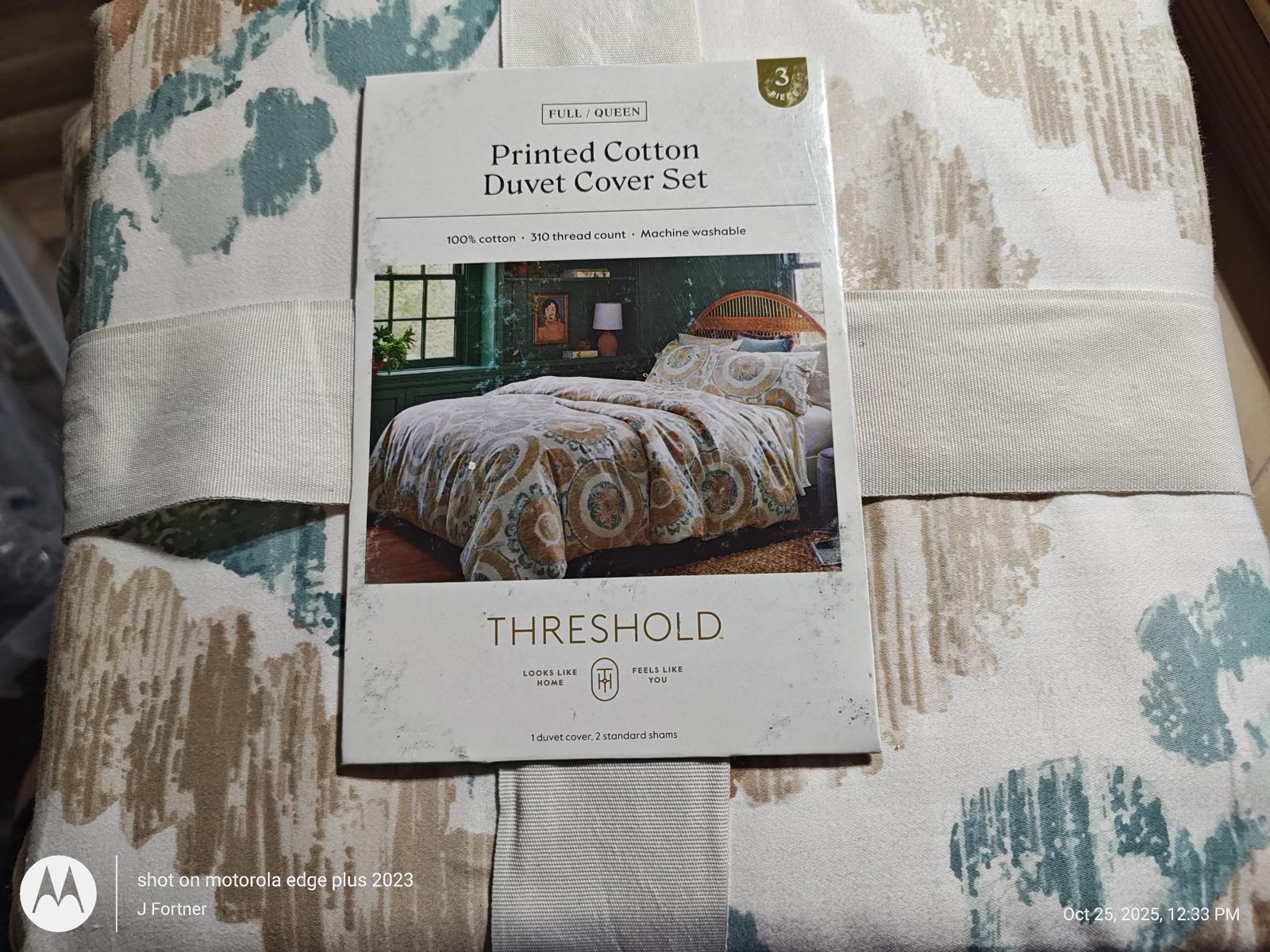 Threshold printed cotton duvet cover set featuring a modern design with earthy tones.