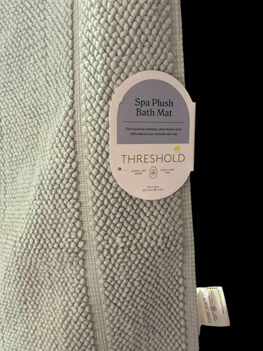 Threshold Spa Plush Bath Mat in soft gray color, featuring a textured surface for comfort.