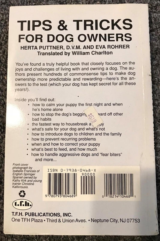 Tips & Tricks for Dog Owners book cover featuring helpful advice for dog care and training.