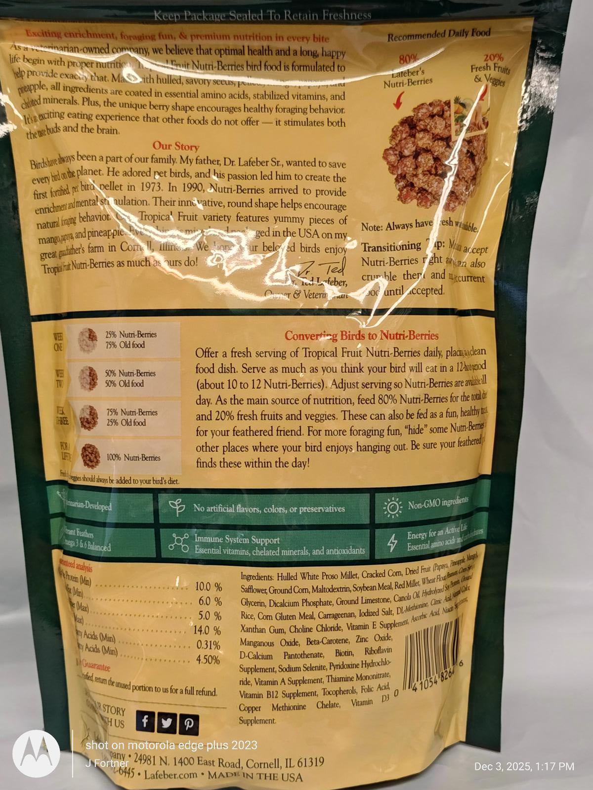 Tropical Fruit Trail Mix bag featuring a blend of nuts and dried fruits, ideal for healthy snacking.