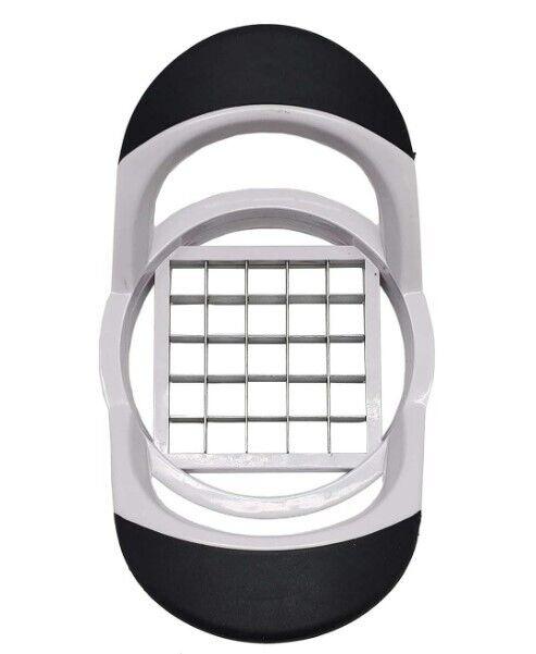 Vegetable chopper with a grid design for easy slicing and dicing.