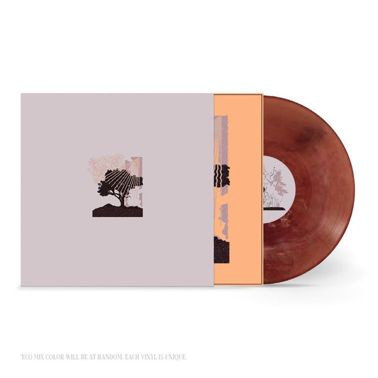 Vinyl record with a brown color and artistic cover featuring a tree design.