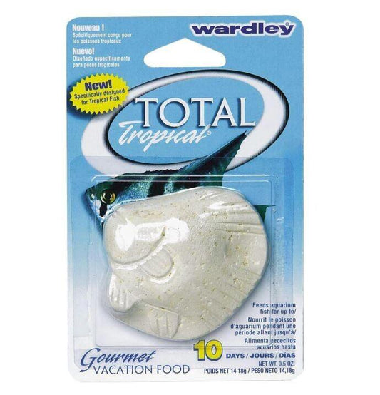 Wardley Total Tropical gourmet vacation food for fish, designed for 10 days of feeding.