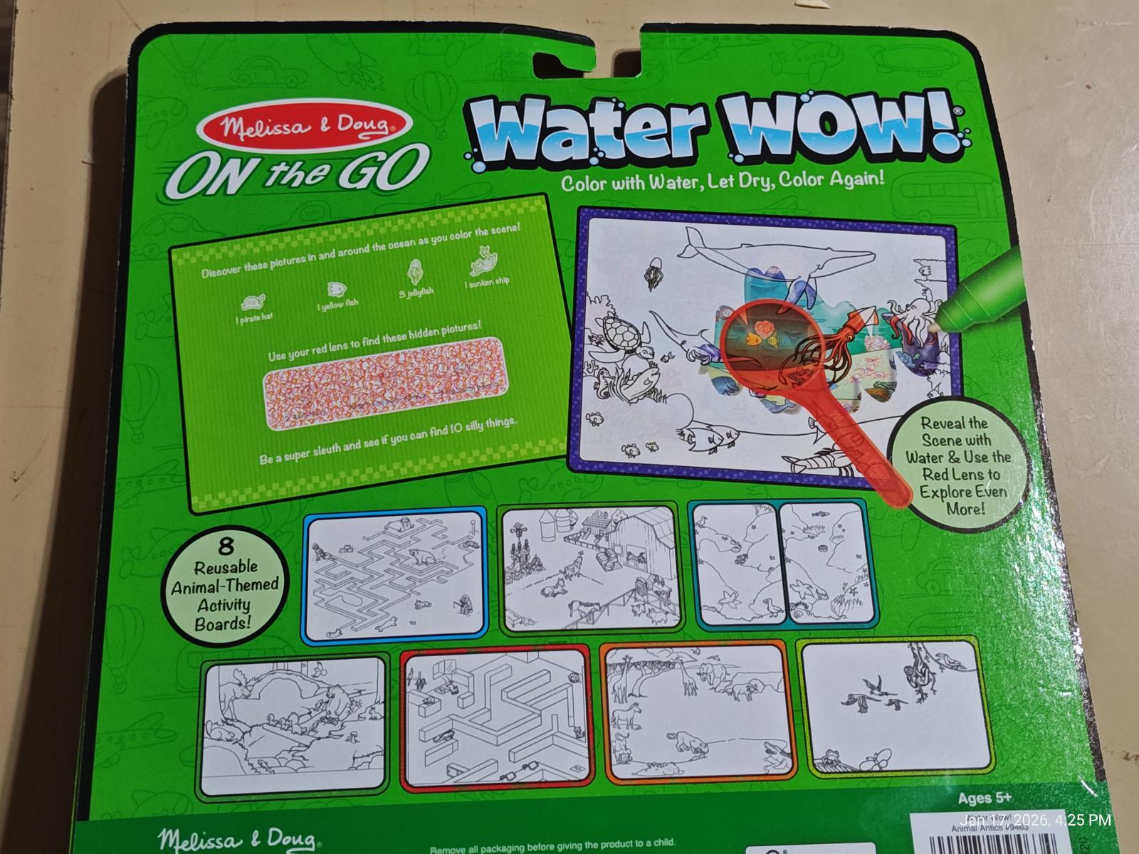 Water WOW! coloring book by Melissa & Doug featuring water-based coloring activities and reusable pages.