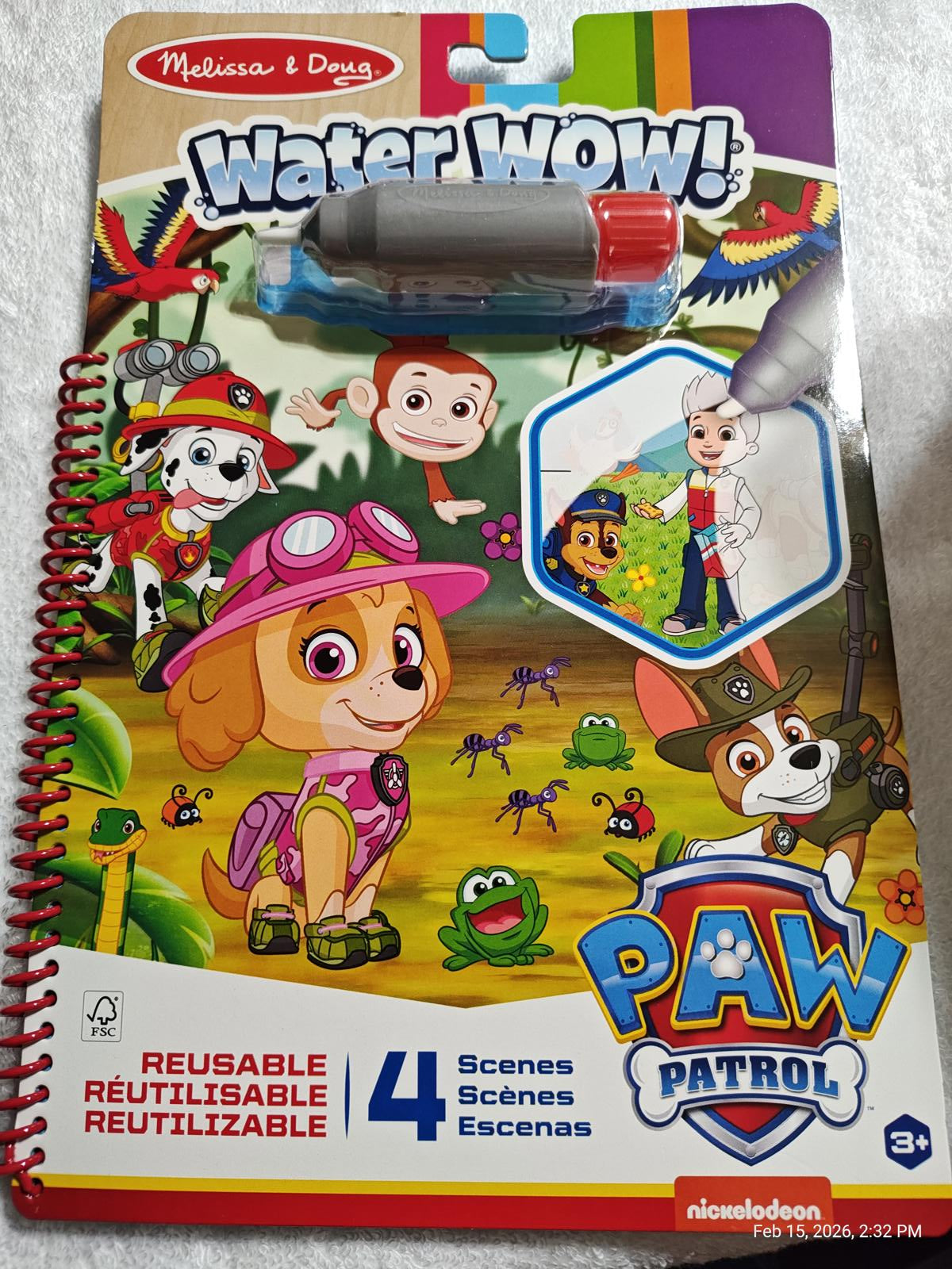 Water WOW! Paw Patrol activity book featuring reusable scenes and a water pen.