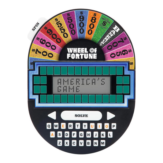 Wheel of Fortune game featuring a colorful wheel and digital display for America's Game.