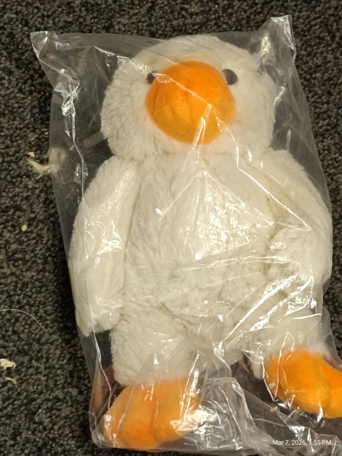 White Duck Plush Toy with Orange Beak and Feet.