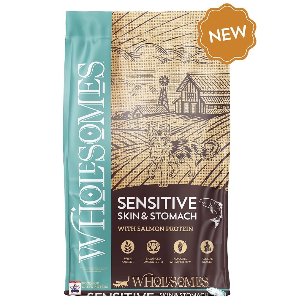 Wholesomes Sensitive Skin & Stomach Salmon Dry Cat Food (10lb)