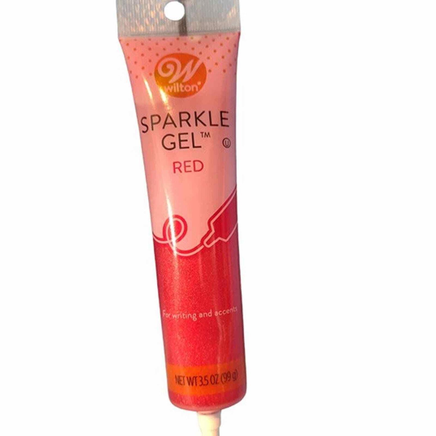 Wilton Sparkle Gel in red color for decorating cakes and desserts.