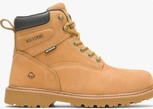 Wolverine boots featuring a tan leather design with sturdy laces and a durable sole.