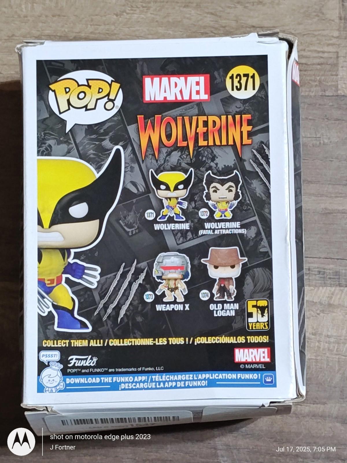Wolverine Funko Pop! figure from Marvel, featuring detailed design and vibrant colors.
