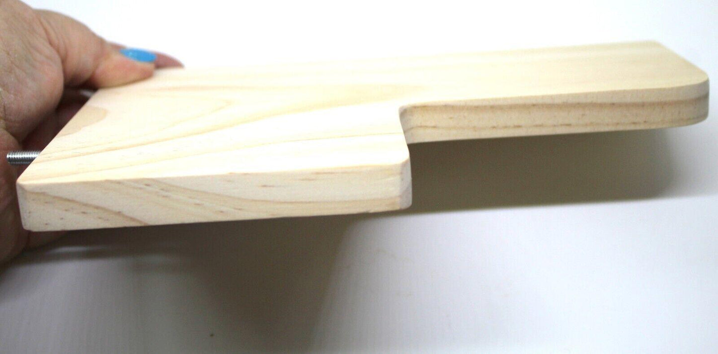 Wooden cutting board with a unique handle design, ideal for kitchen use.