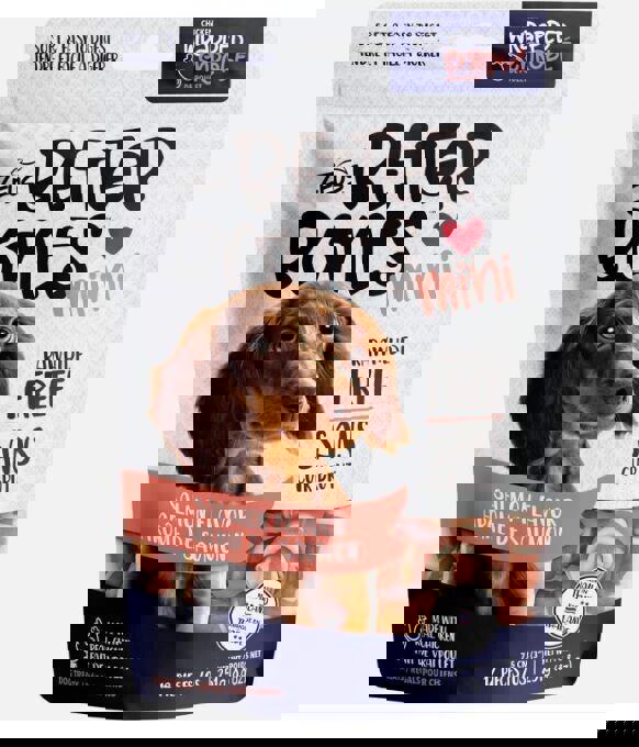 Zeus Better Bones mini salmon flavor treats for dogs, soft and rawhide-free.