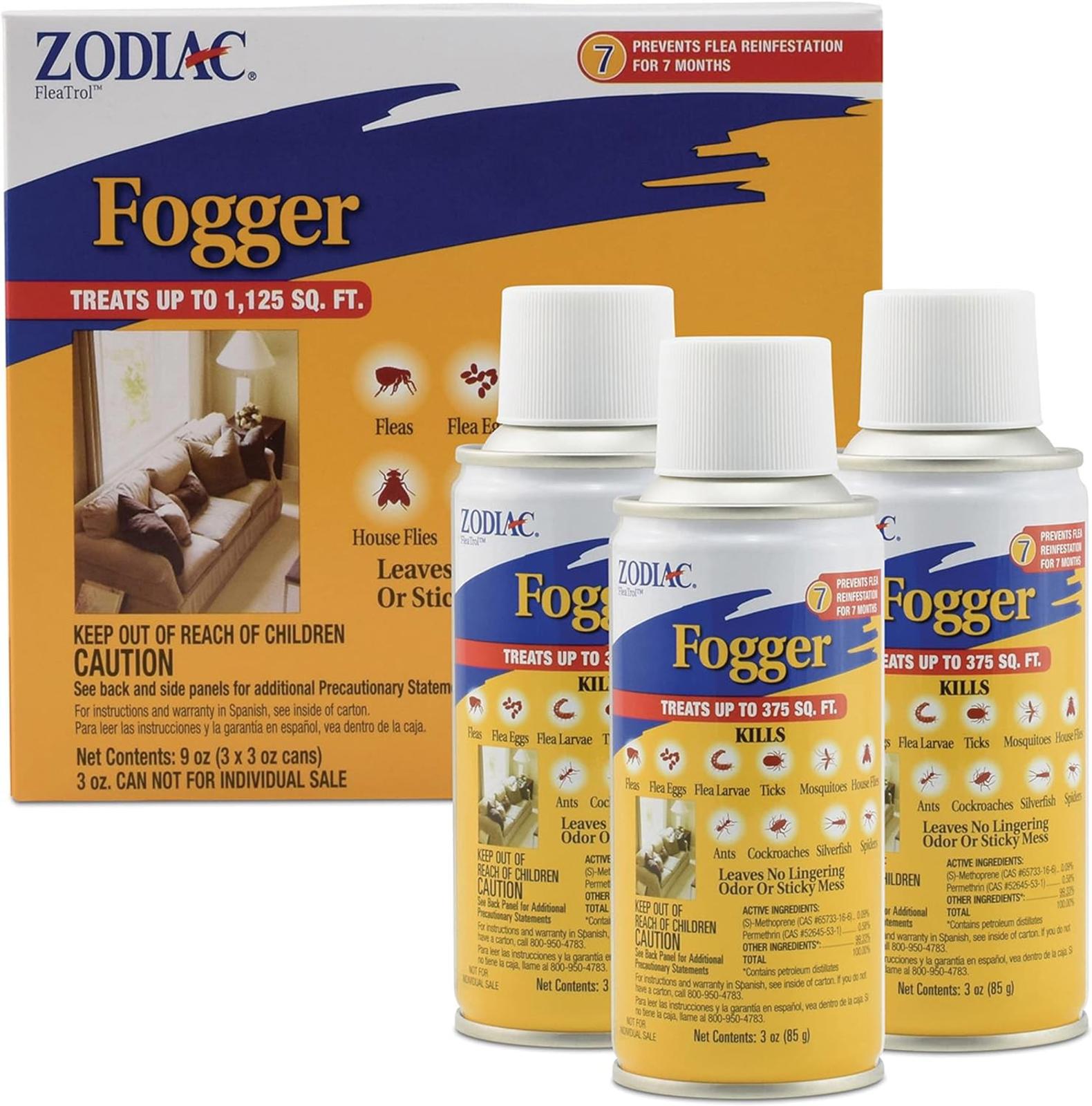Zodiac Fogger treats up to 1,125 sq. ft. with three cans for effective pest control.