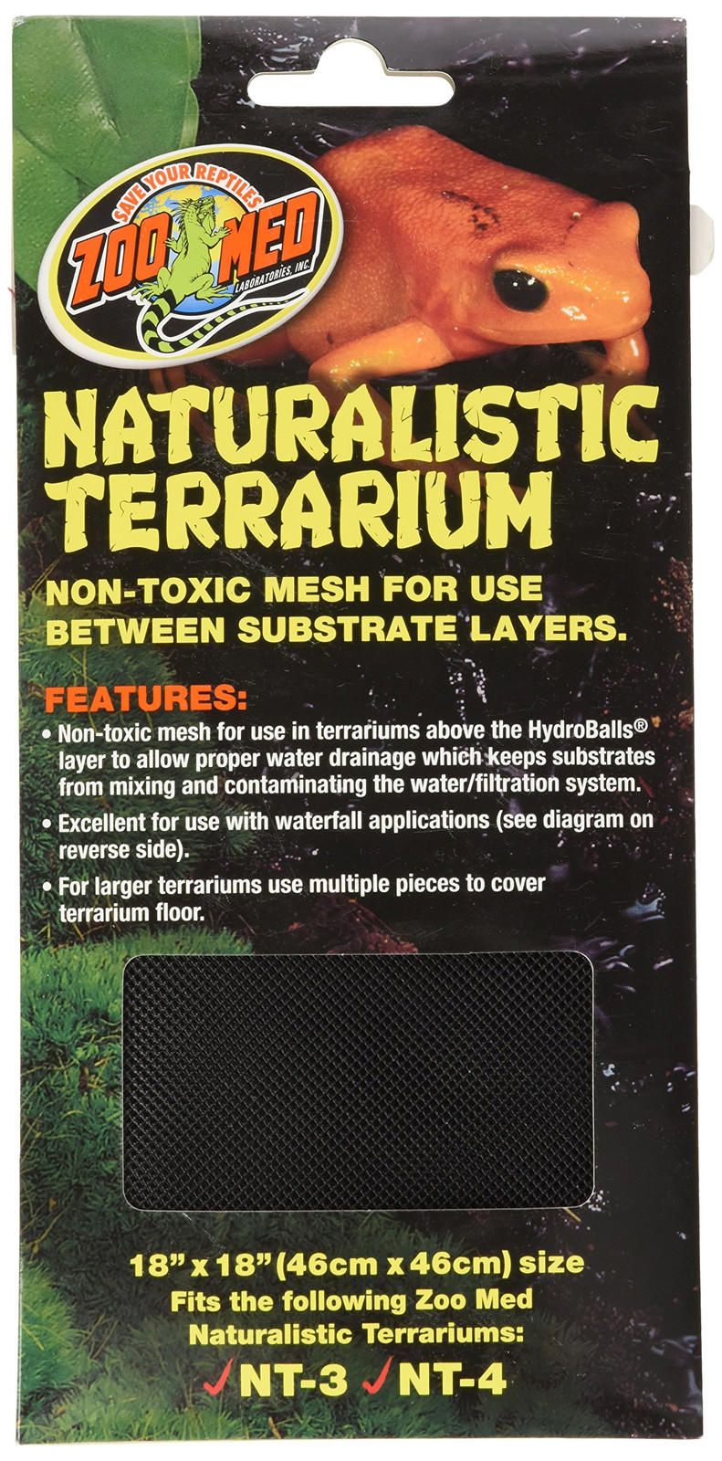Zoo Med Naturalistic Terrarium mesh for proper water drainage and substrate layers.